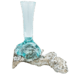 Roztavené Sklo na Dreve – Biela Vymývaná – Stredná Váza 24x16x12 cm