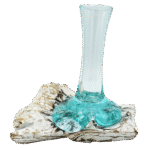 Roztavené Sklo na Dreve - Biela Vymývaná - Malá Váza 19x15x15 cm