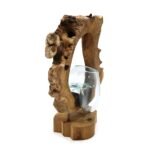 Roztavené Sklo na Dreve - Závesná Umelecká Váza 26x40x15 cm – Obrázok 2