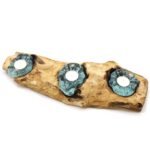 Roztavené Sklo na Dreve - Plochý Trojitý Svietnik 45x15x7 cm – Obrázok 8