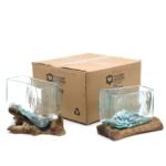 Roztavené Sklo na Dreve - Veľká Hranatá Misa – Obrázok 4