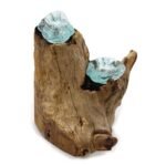 Roztavené Sklo na Dreve - Svietnik na 2 Sviečky 20x30x17 cm – Obrázok 5