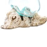 Roztavené Sklo na Dreve - Biela Vymývaná - Veľká Misa 20x16x15 cm – Obrázok 4