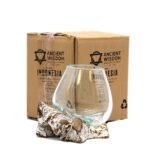 Roztavené Sklo na Dreve - Biela Vymývaná - Malá Misa 13x11x10 cm – Obrázok 3