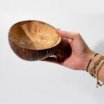 Stredná Prírodná Kokosová Miska - Leštená - na Remeselné Použitie - 6 x13cm – Obrázok 3