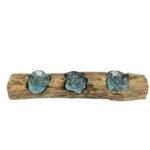 Roztavené Sklo na Dreve - Plochý Trojitý Svietnik 45x15x7 cm – Obrázok 4