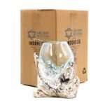 Roztavené Sklo na Dreve - Biela Vymývaná - Stredná Misa 16x16x12 cm – Obrázok 2