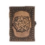 Kožený Zápisník – Pentagram - 17,5 x 12,5 cm, Antická Sivá