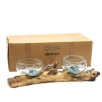 Roztavené Sklo na Dreve XL- Dve Misky - 70cm – Obrázok 4