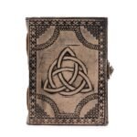 Kožený Zápisník – Kruhová Triquetra - 17,5 x 12,5 cm, Svetlohnedý