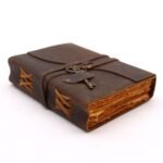 Kožený Zápisník - Olejovaná Koža a Kľúč s Ozdobným Okrajom - 18 x 13 cm – Obrázok 3